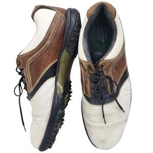 FootJoy Golf Shoes Mens 12m Contour Series Leather Brown White Spiked Lace 54108